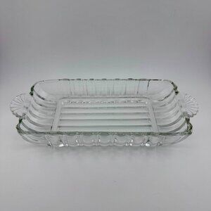 Vintage Anchor Hocking Glass Relish Jewelry Butter Tray Dish 1950s (A560)